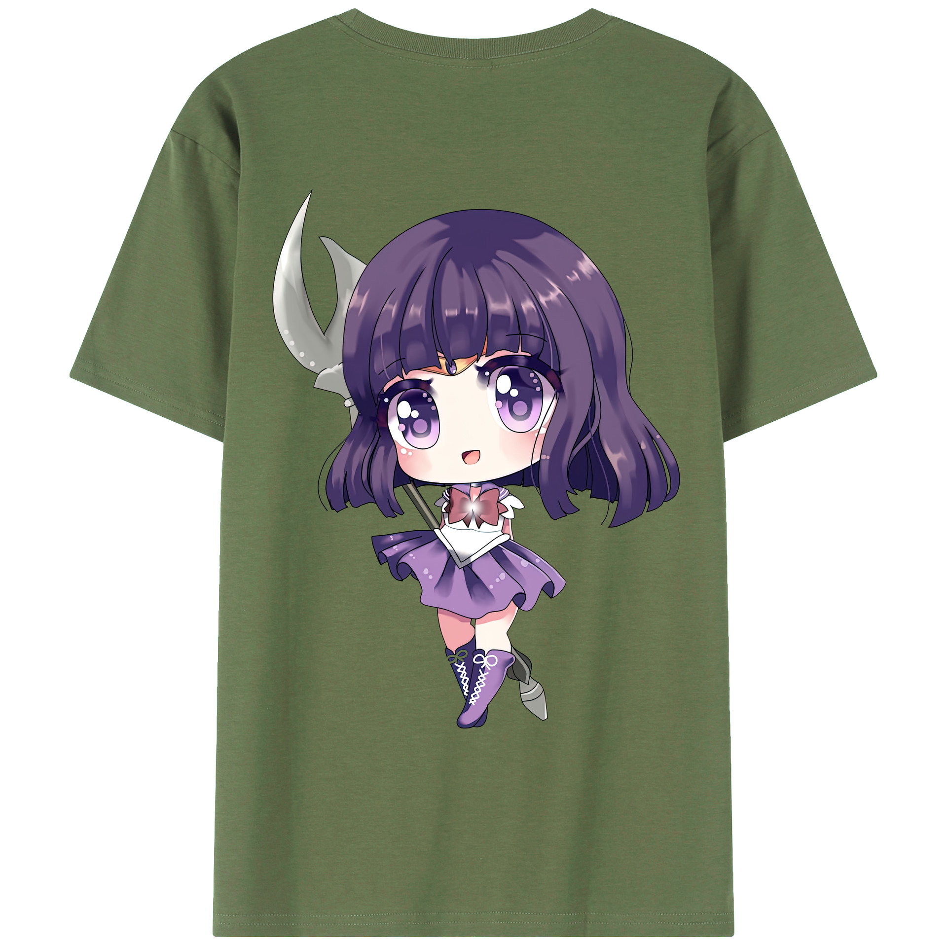 （画像用） 美少女戦士セーラームーン 土萠ほたる Sailor Moon Tomoe Hotaru （セーラーサターン；Sailor Saturn） 綿100％ メンズ半袖Tシャツ（バックプリント） 通気性